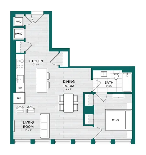 Floor plan 1 Bed 1 Bath-C4