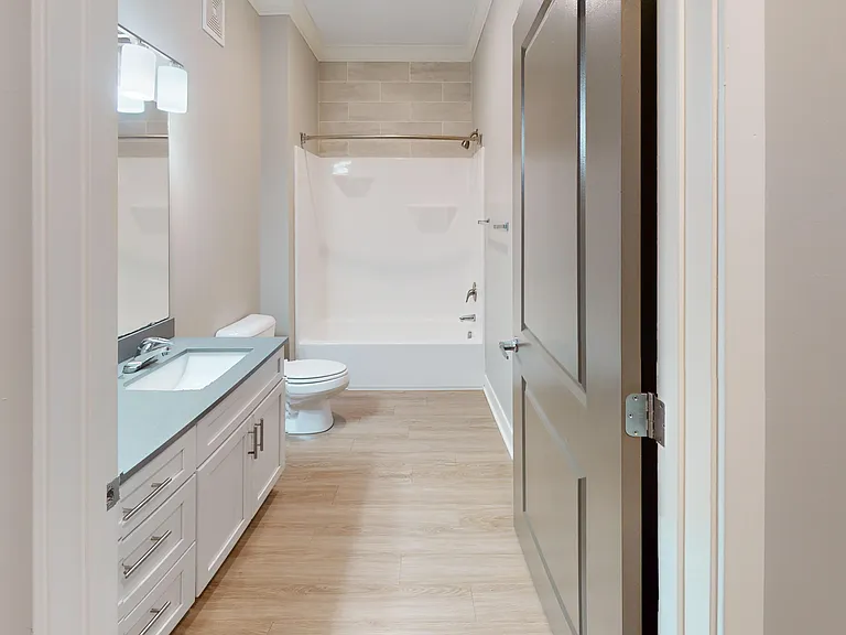 The Kraft floor plan has two bathrooms with large sink vanities. The Kraft floor plan has two bathrooms with large sink vanities.