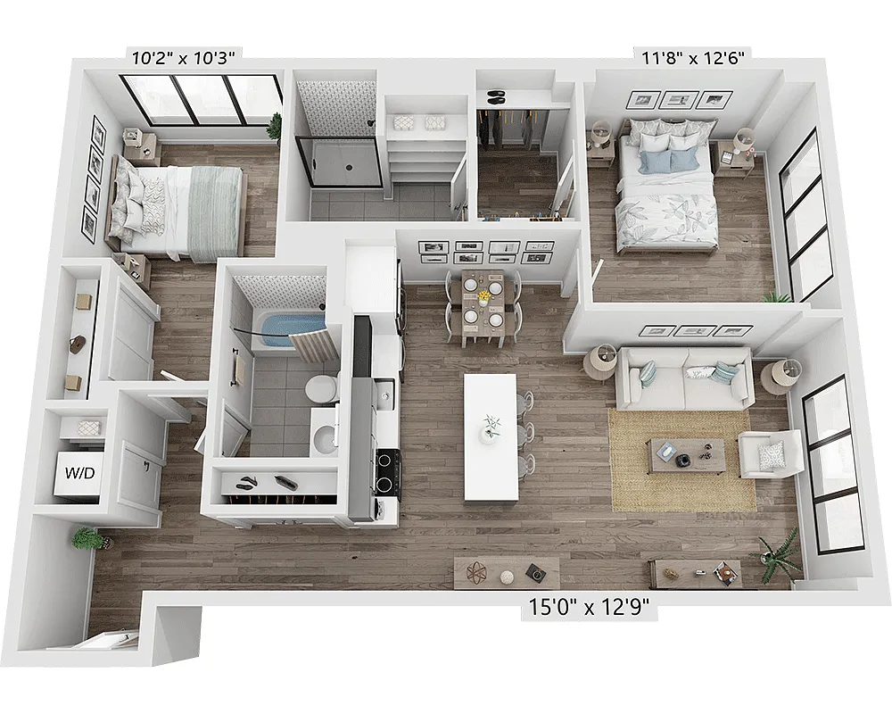 Floor plan Two Bedroom B2H