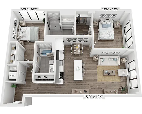 Floor plan Two Bedroom B2H