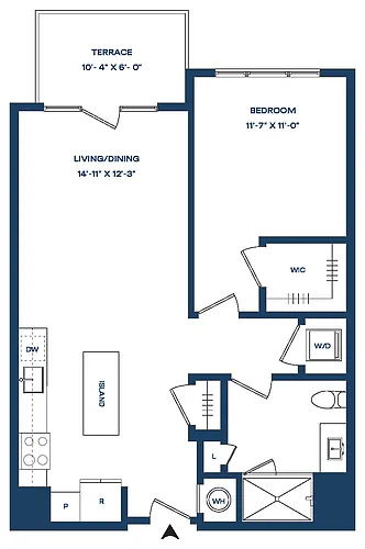 Floor plan 1 Bed/1 Bath S-A1-T Smyth