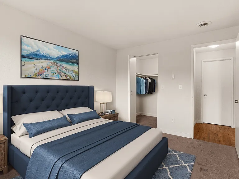 Experience tranquil comfort in this beautifully designed bedroom with ample storage and chic decor. Experience tranquil comfort in this beautifully designed bedroom with ample storage and chic decor.