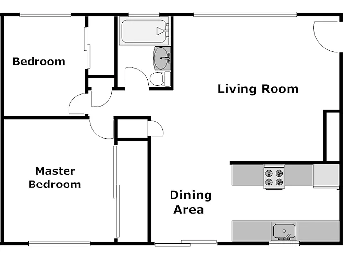 Floor plan 2 Bed / 1 Bath: Type A