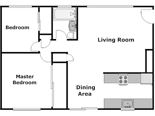 Floor plan 2 Bed / 1 Bath: Type A