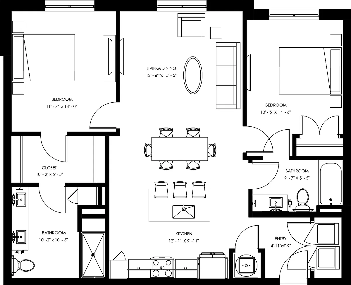 Floor plan B4 - Two Bedroom