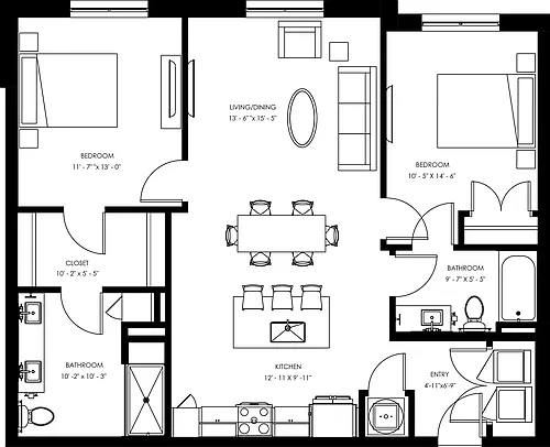 Floor plan B4 - Two Bedroom