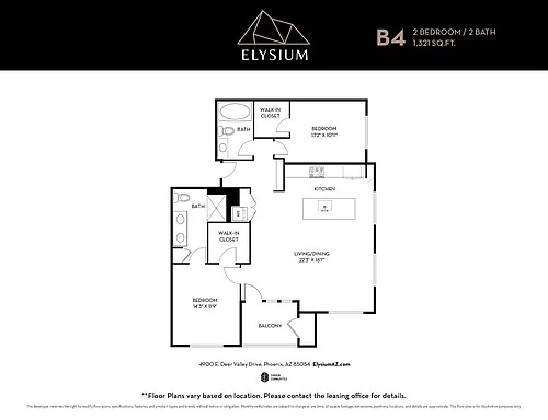 Floor plan B4 - 2 Bedrooms / 2 Bath
