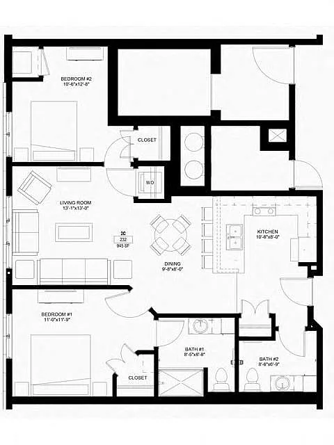 Floor plan Two Bedroom - C