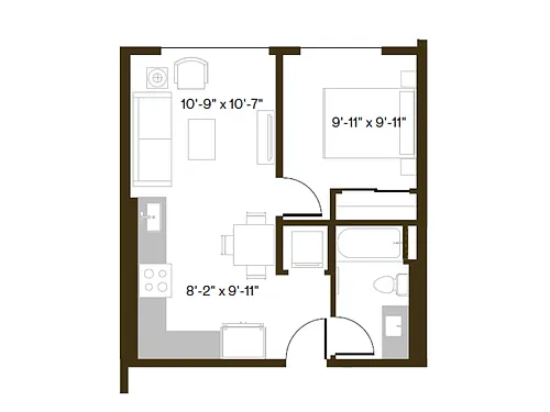 Floor plan 1 Bedroom, 1 Bath A4