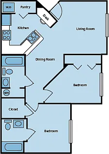 Floor plan 2 Bed 2 Bath