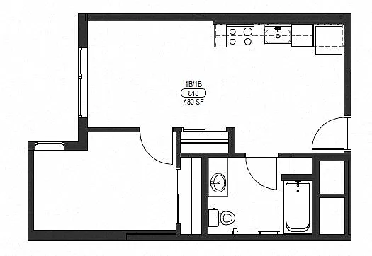 Floor plan One Bedroom One Bath C