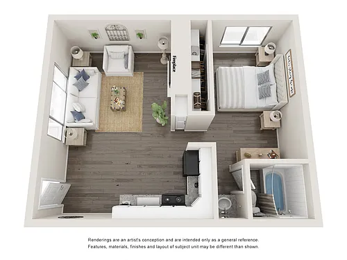 Floor plan One Bedroom B