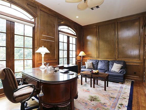 19"x 13" 
Handsome Study is wood paneled and allows for the perfect work retreat. With walls of shelving for books , up to date, Cat-5 wiring, you can work straight form home. Additional amenities:Hardwoods,French doors,& a hidden room w/ steel door