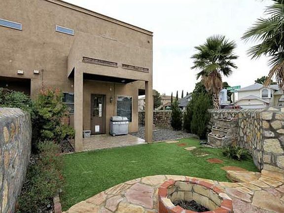 Backyard-waterfall, firepit, turf grass