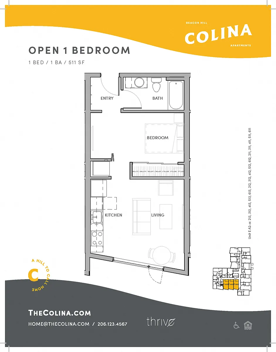Floor plan Open 1x1 - A2-A East