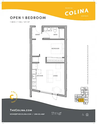 Floor plan Open 1x1 - A2-A East