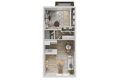Floor plan 1x1 Small Platinum