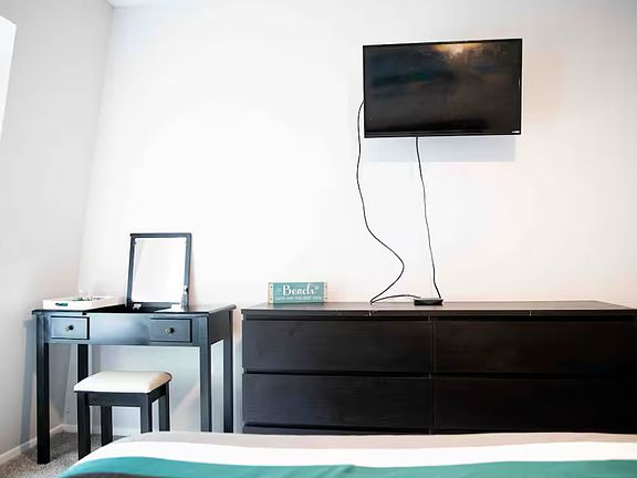 TV and Desk in Bedroom 1