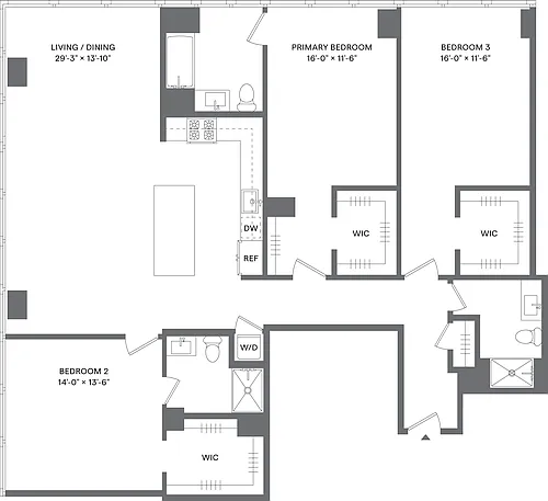 Floor plan 3 Bed/3 Bath-C2C