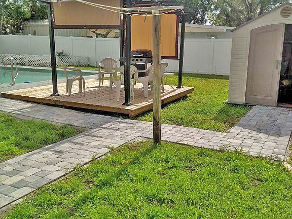 Newly added paved walkway 