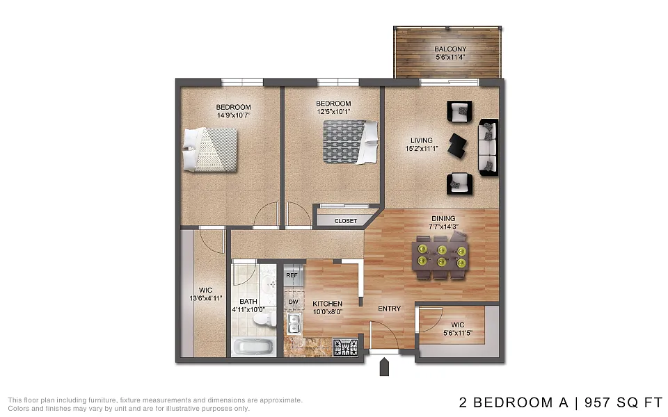 Floor plan 2 Bedroom A