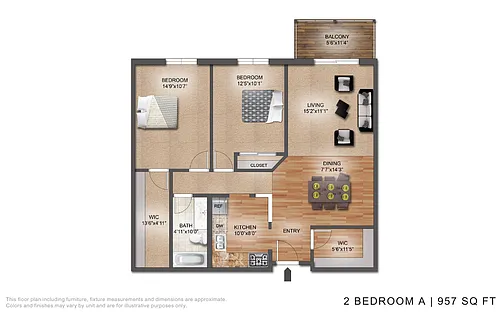 Floor plan 2 Bedroom A