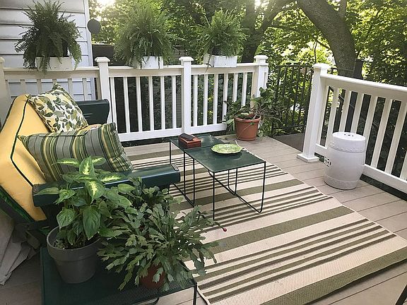 Backyard deck off kitchen