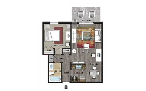 Floor plan 1 Bedroom A