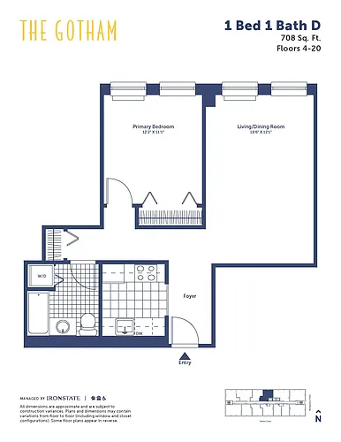 Floor plan 1 Bed 1 Bath D