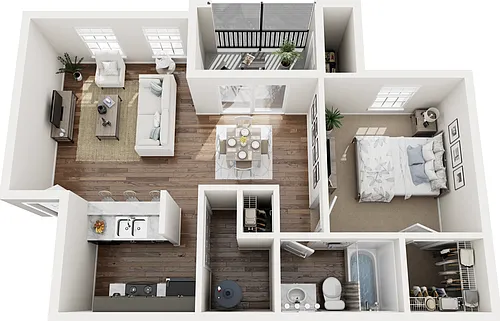 Floor plan A2 - 1 Bed | 1 Bath | Standard