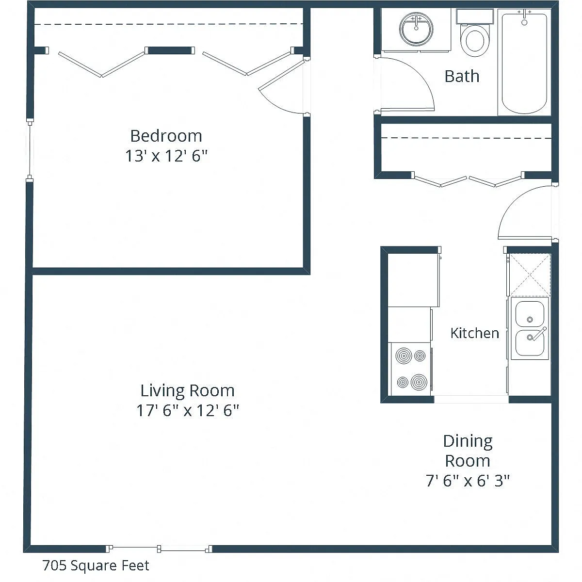 Floor plan One Bedroom 11A