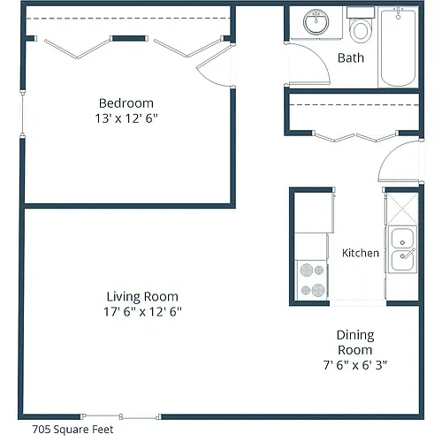Floor plan One Bedroom 11A