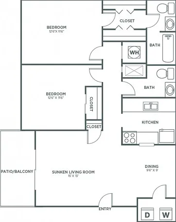 Two Bedroom Two and 1/2 Bath (1,001 SF) Two Bedroom Two and 1/2 Bath (1,001 SF)
