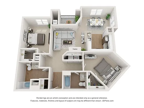Floor plan Clarendon 2B2B