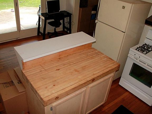 Butcher block top.