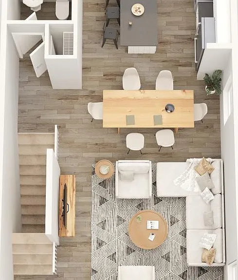 Second Floor, living room, balcony, 1/2 bath