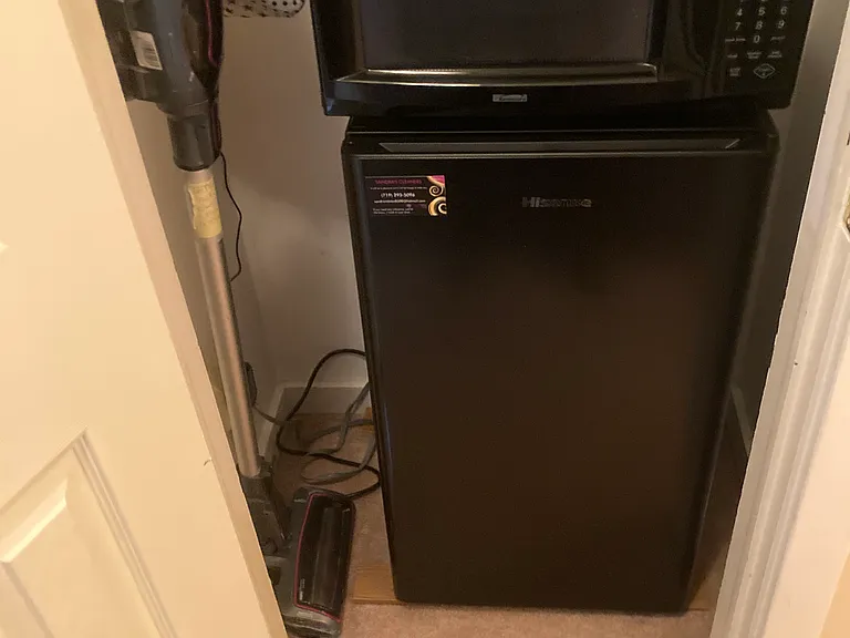 New Mini Fridge, Microwave, Cordless Vaccuum