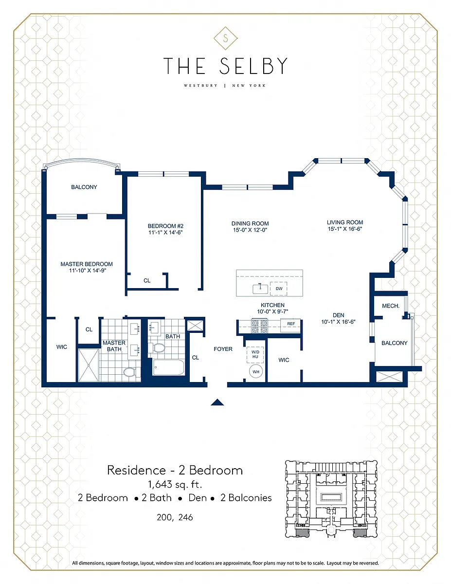 Floor plan 2 Bed - 2 Bath - Den - 2 Balconies