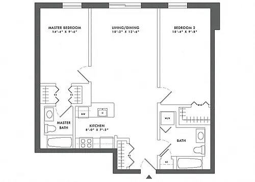 Floor plan 2 Bed/2 Bath