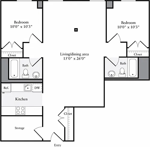 Floor plan The Lofts 2 Bedrooms AA