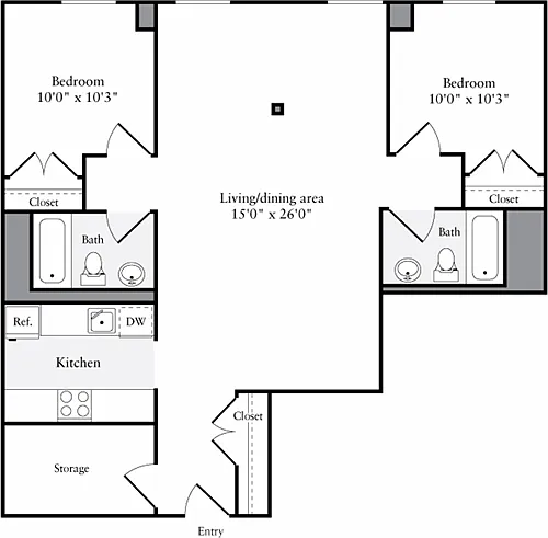 Floor plan The Lofts 2 Bedrooms AA
