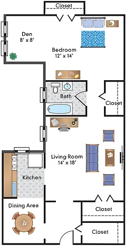 Floor plan 1 Bedroom Den 08 Tier