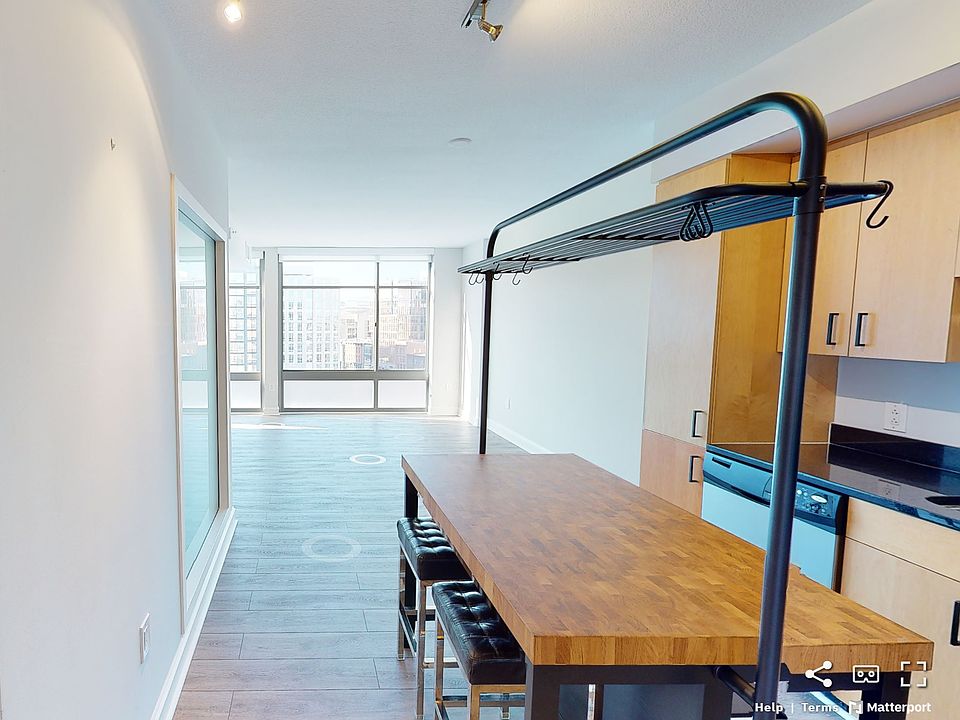 Kitchen, dining, and living room