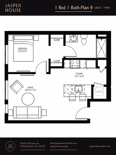 Floor plan 1 Bed 1 Bath Plans 9-12