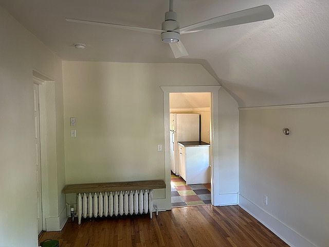 view from living room into kitchen