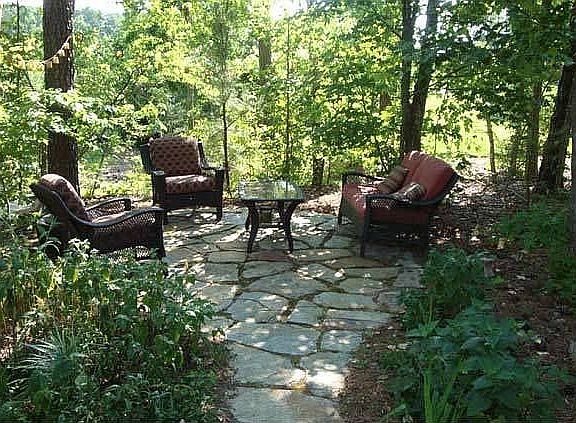 Patio and stone path