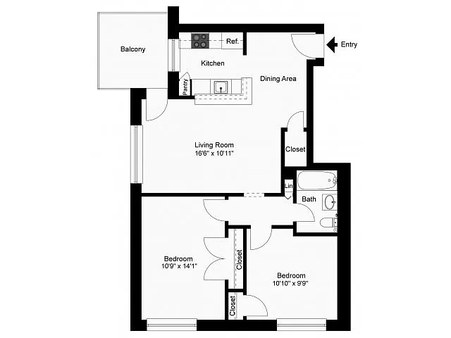Floor plan Two Bedroom Corner