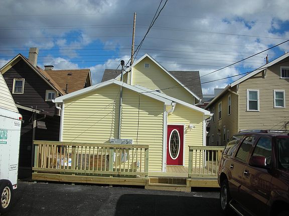 back deck with parking space
