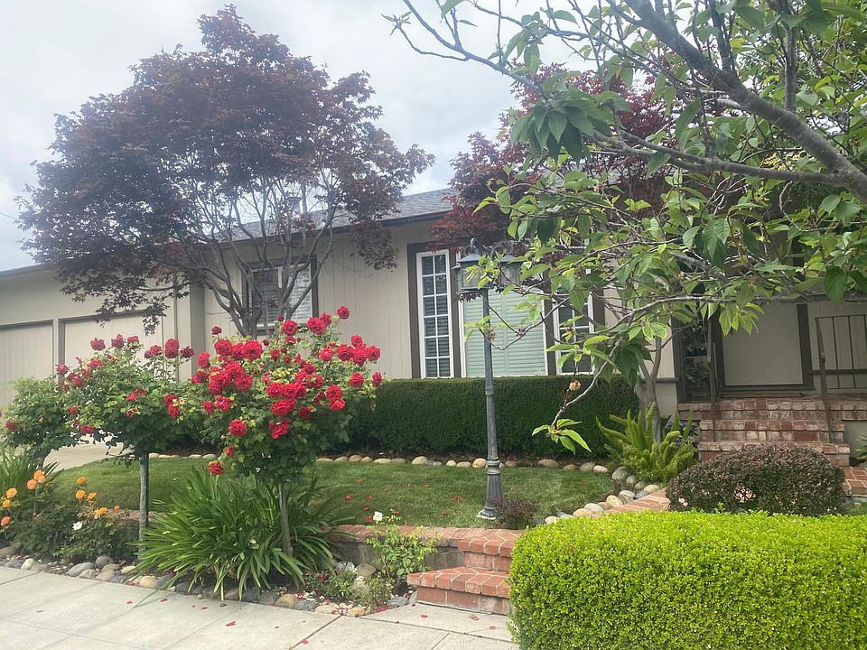 The front facade, entry and yard