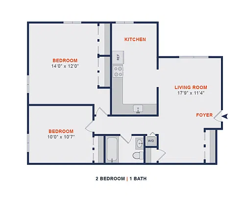 Floor plan 2 Bed | 1 Bath